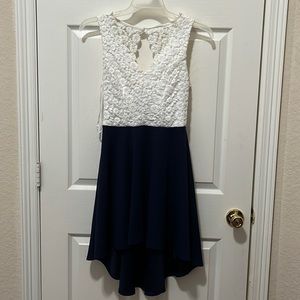 B. Darlin White and navy dress (High-low dress)